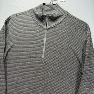 Smartwool 1/4 Zip Pullover Mens 2XL Gray Sweater Merino Wool Striped Base Layer